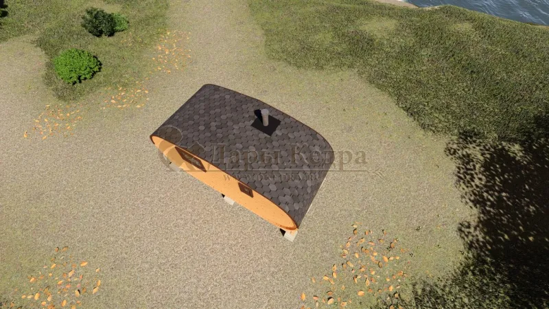 Баня-бочка овальная из кедра 5х2,2 метра