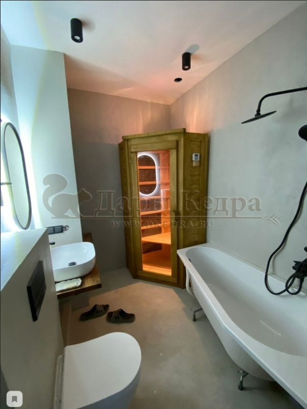 Одноместная угловая инфракрасная сауна кабина из кедра и липы с карбоновыми излучателями